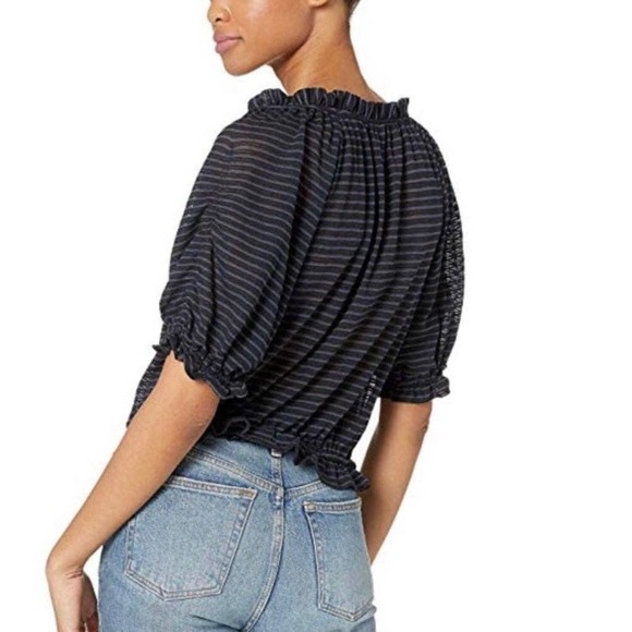 Free People NWT Dorothy Top Black Gray Stripe, XS - Picture 12 of 14